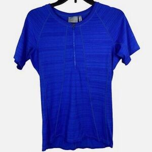 Athleta royal blue quarter zip short sleeve athletic top